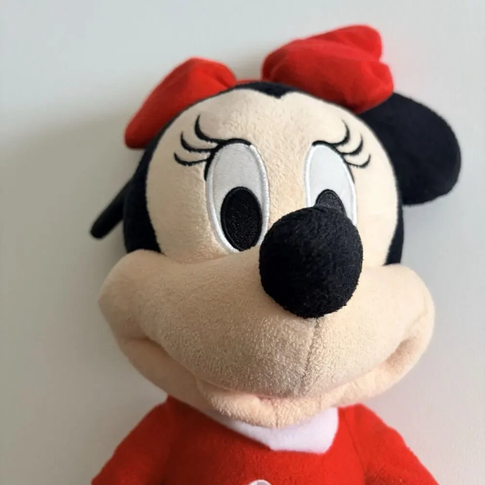 Disney Christmas 21” Minnie Mouse Red Snowflake Dress Red Bow Soft Plush LARGE